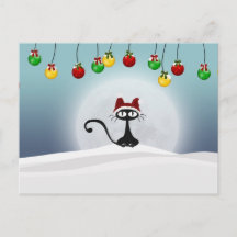 Cartão postal para gatos de Natal retrato Vintage