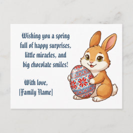 Festividades Cartão Postal Personalizado de Coelho - Ovo Étnico