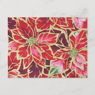 Festividades Cartão postal Poinsettia de Natal Vermelho Dourado