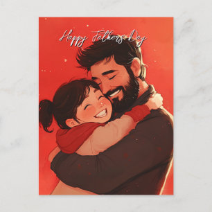 Festividades cartão postal vermelho de ligação entre pai e filh