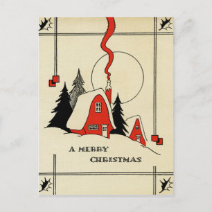 Festividades Cartão postal Vintage da Casa da Montanha de Natal