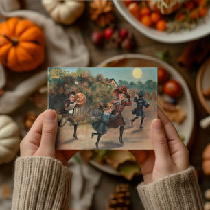 Festividades Cartão postal vintage de crianças correndo no Hall