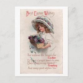 Festividades Cartão postal vintage de Páscoa de menina com touc