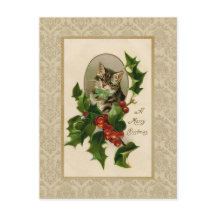 Cartão postal vintage de reprodução do gato do aze