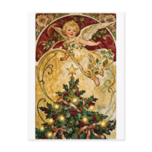 Cartão postal vintage de um anjo bebê fofo de Nata