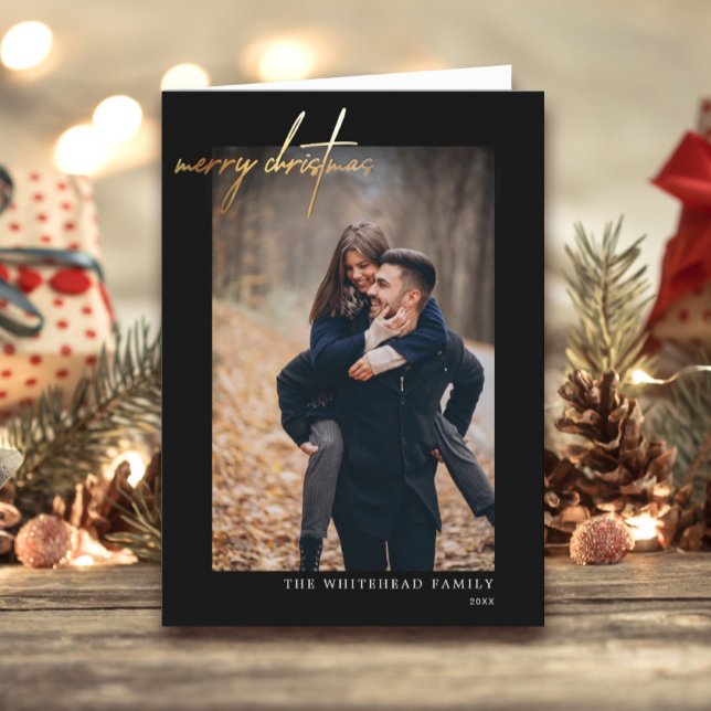Festividades Cartão Preto Dourado de Natal Moderno (Criador carregado)