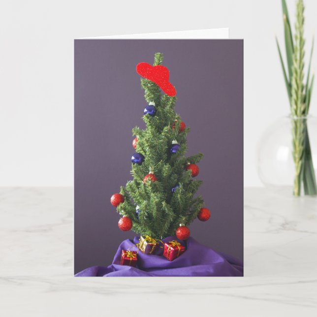 Festividades Cartão Red Hat da Árvore de Natal (Frente)