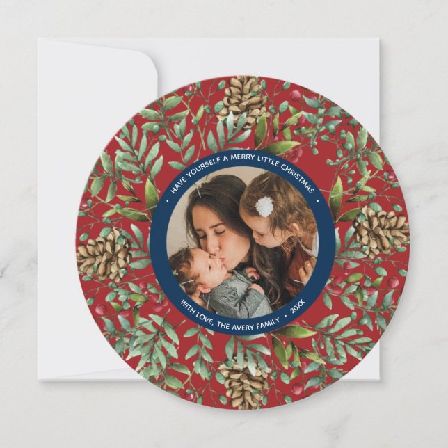 Festividades Cartão Redondo de Fotografias Feriado Natal de Cer (Frente)