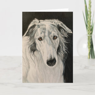 Festividades Cartão Retrato de Arte do Cão Borzoi Russo Wolfhou