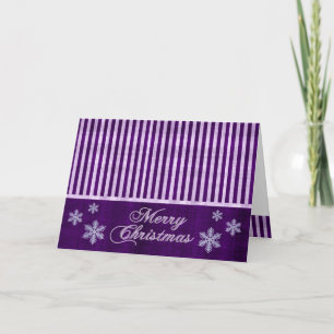 Festividades Cartão roxo do feriado dos flocos de neve do Feli
