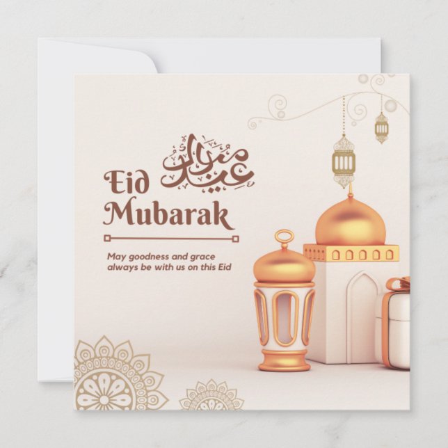 Festividades cartão tradicional de bênçãos de Eid (Frente)