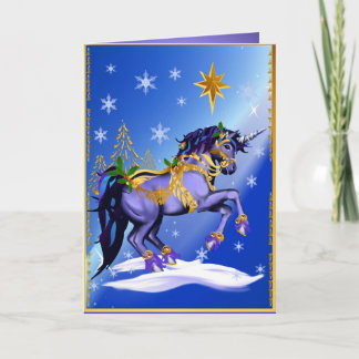 Festividades Cartão Unicorn de Natal Brilhante