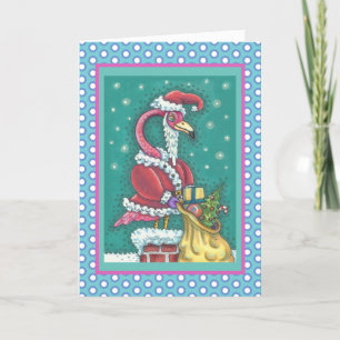 FESTIVIDADES CARTÃO V DE REPRODUÇÃO DE NATAL DE FLAMINGO DE TIN