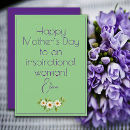 Festividades Cartão verde da mãe de flores brancas de aquarela