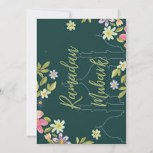 Cartão verde e floral para o rato de Ramadã