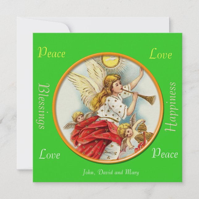 Festividades Cartão verde-natalino de fotos. (Frente)