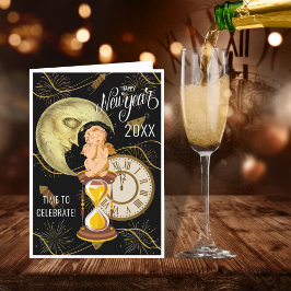 Festividades Cartão Vintage de Ano Novo