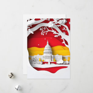 Festividades Cartão Washington DC de Corte de Papel