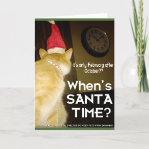 Festividades Cartão Xmas com Gato de Bebado Ansioso