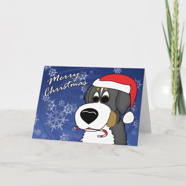 Festividades Cartoon Bernese Mountain Dog Cartão de Natal (Frente)