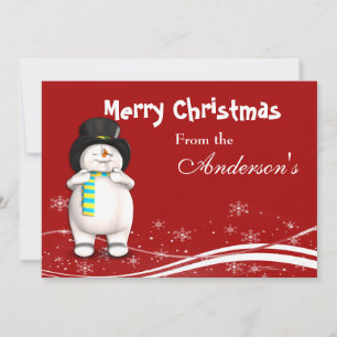 Festividades Cartoon Snowman Cartão de Saudação de Natal