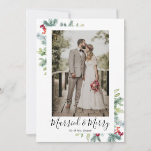Festividades Casados e Felizes Cartão de fotos de férias para r