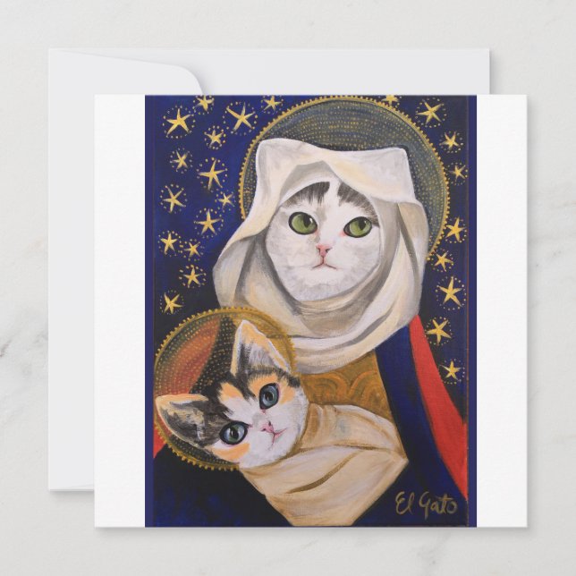 Festividades Cat Madonna e criança, família sagrada, cartão de  (Frente)