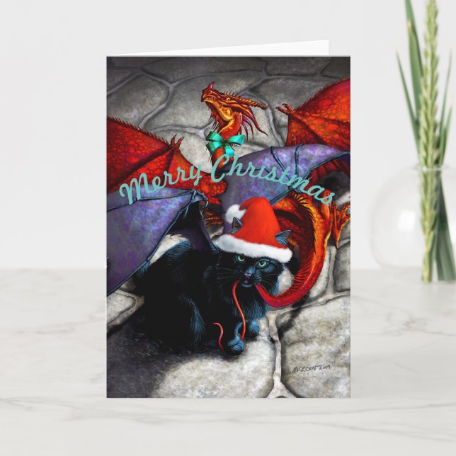 Festividades Catabat Dragado no cartão de saudação de Natal (Frente)