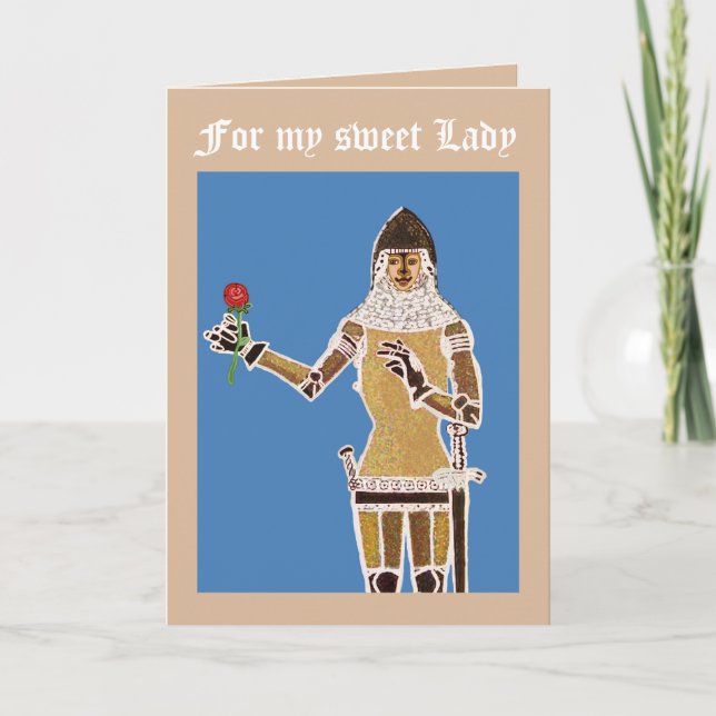 Festividades Cavaleiro com um cartão de feriado de rosa (Frente)