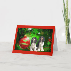 Festividades Cavalier King Charles Spaniel Cartão de Natal Verm