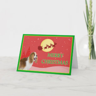 Festividades Cavalier King Charles Spaniel Feliz Cartão de Nata