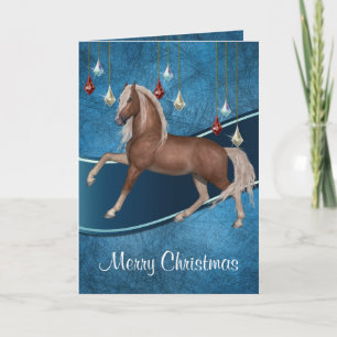 Festividades Cavalo a Azul com Fita Cartão de Natal Feliz 2