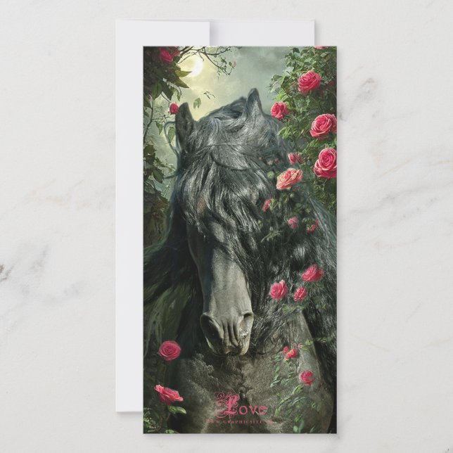 Festividades Cavalo Friesian Black Beauty - Cartão de Boas Fest (Frente)