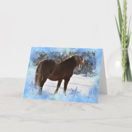 Festividades Cavalo no cartão de Natal da neve