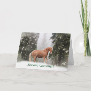 Festividades Cavalo no Cartão de Saudação da Estação da Neve