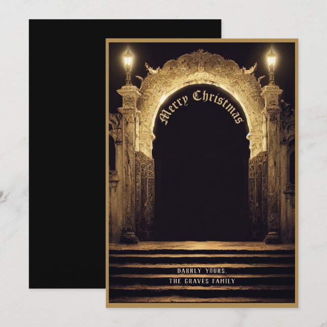Festividades Cemitério Gótico Cena de Feliz Natal Cartão de Fér (Frente/Verso)