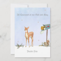 Cena de inverno com Cartão Religioso de Veado