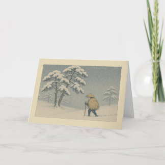 Festividades Cena de Neve Japonesa - Cartão de Natal
