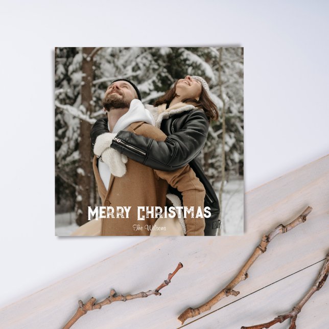 Festividades Cena de Neve Serena Cartão de Foto de Inverno Rúst (Criador carregado)