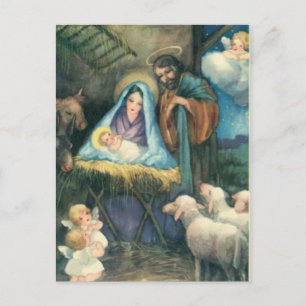 Festividades Cena de Presépio "Ó Noite Santa" cartão postal