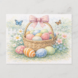 Festividades Cesta de Páscoa Cartão Postal Aquarela
