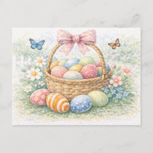 Festividades Cesta de Páscoa Cartão Postal Aquarela