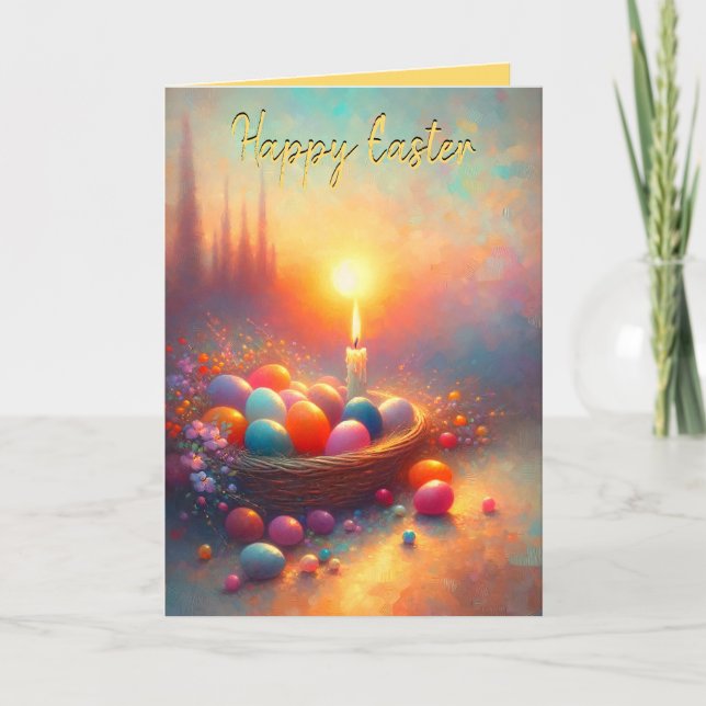 Festividades Cesta de Vela de Páscoa Dobrável Cartão de Férias (Frente)