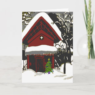 Festividades Chalet na neve, editar texto, Cartão de Feriado