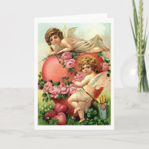 Festividades Cherubs vitorianos com cartão de Dia de os namorad