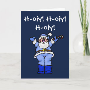 Festividades Chrismukkah Papai noel um Cartão de Saudação Engra