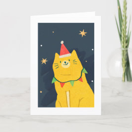 Festividades CHRISTMAS CAT EM Santa, Cartão de Férias Dobrado