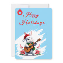 Coelho de cartão de Natal plano de férias felizes
