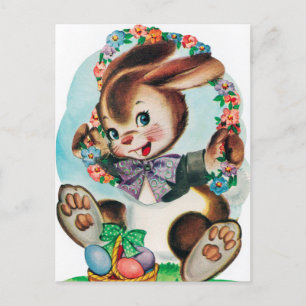 Festividades Coelho de Páscoa retrô vintage cartão postal de fe
