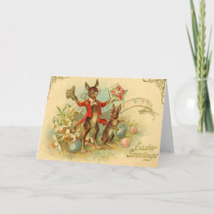 Festividades Coelhos de Páscoa Vintage Cartão de Páscoa